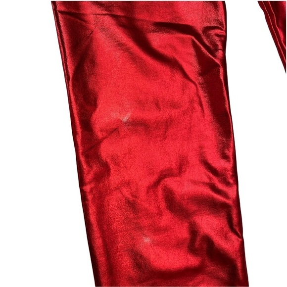 Zoe and Liv Red Shiny Metallic Lamé Spandex Leggings Sz Small - Picture 5 of 10